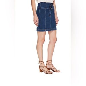 Free People High-Waisted Lace-Up Denim Mini Skirt – Size 10